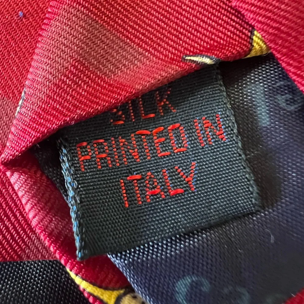 Cacharel Silk Necktie Golf Print Made in Italy Vintage Mens Tie WPL 13303